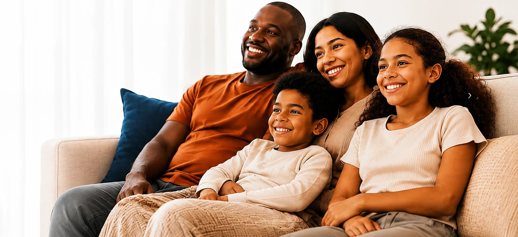 Família reunida representando os benefícios do É PraJá